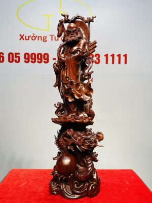 Đạt Ma Khất Thực Đứng Rồng Nhất Ngọc Gỗ Tử Đàn