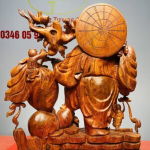 Di Lạc Ngũ Tiểu Vác Cành Đào Kéo Bao Tiền Gỗ Nu Hương