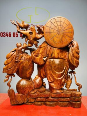 Di Lạc Ngũ Tiểu Vác Cành Đào Kéo Bao Tiền Gỗ Nu Hương