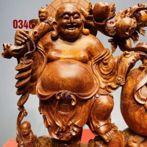 Di Lạc Ngũ Tiểu Vác Cành Đào Kéo Bao Tiền Gỗ Nu Hương