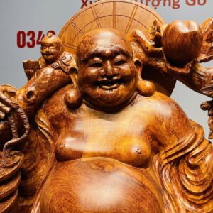 Di Lạc Ngũ Tiểu Vác Cành Đào Kéo Bao Tiền Gỗ Nu Hương