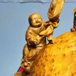Di Lạc Tam Tiểu Ngồi Bao Tiền Gỗ Nu Ngọc Am