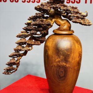 Bình tùng hạc gỗ hương.