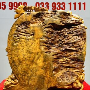 Di Lạc Tam Tiểu Vác Cành Đào Đứng Bao Tiền Gỗ Nu Ngọc Am