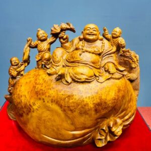 Di Lạc Tam Tiểu Ngồi Bao Tiền Gỗ Nu Ngọc Am