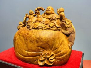 Di Lạc Tam Tiểu Ngồi Bao Tiền Gỗ Nu Ngọc Am