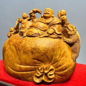 Di Lạc Tam Tiểu Ngồi Bao Tiền Gỗ Nu Ngọc Am
