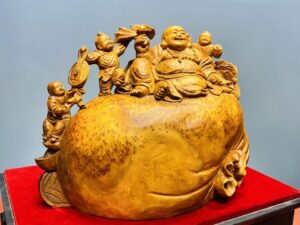 Di Lạc Tam Tiểu Ngồi Bao Tiền Gỗ Nu Ngọc Am