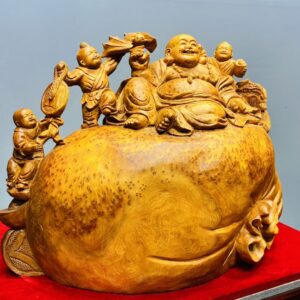 Di Lạc Tam Tiểu Ngồi Bao Tiền Gỗ Nu Ngọc Am