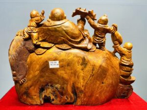 Di Lạc Tam Tiểu Ngồi Bao Tiền Gỗ Nu Ngọc Am