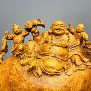 Di Lạc Tam Tiểu Ngồi Bao Tiền Gỗ Nu Ngọc Am