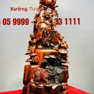 Di Lạc Nhị Tiểu Cầm Hoa Sen Gỗ Trắc