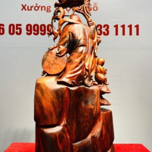 Di Lạc Nhị Tiểu Cầm Hoa Sen Gỗ Trắc