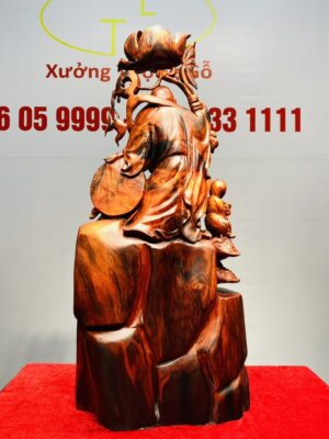 Di Lạc Nhị Tiểu Cầm Hoa Sen Gỗ Trắc