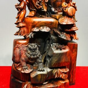 Di Lạc Nhị Tiểu Cầm Hoa Sen Gỗ Trắc