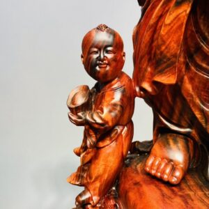 Di Lạc Nhị Tiểu Cầm Hoa Sen Gỗ Trắc