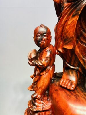 Di Lạc Nhị Tiểu Cầm Hoa Sen Gỗ Trắc