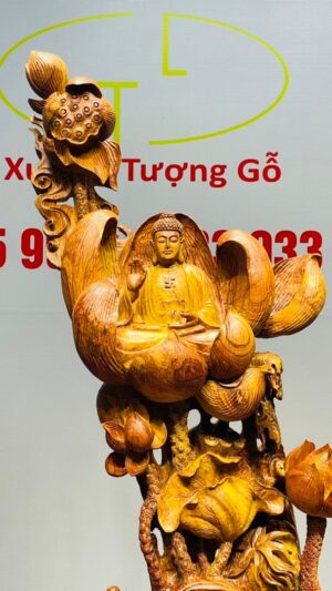 Phật Toạ Đài Sen Gỗ Hương