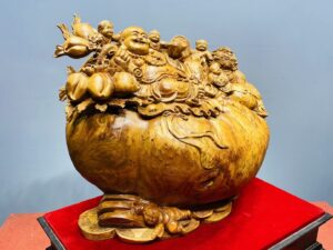 Di Lạc Ngũ Tiểu Nhất Nghê Ngồi Bao Tiền Gỗ Nu Ngọc Am