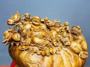 Di Lạc Ngũ Tiểu Nhất Nghê Ngồi Bao Tiền Gỗ Nu Ngọc Am