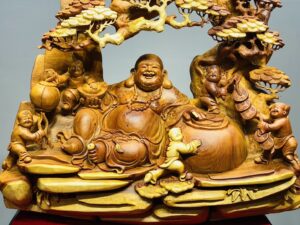 Di Lạc Ngũ Tiểu Ngồi Gốc Tùng Gỗ Hương