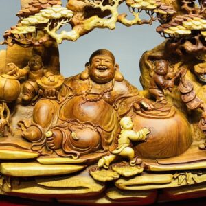 Di Lạc Ngũ Tiểu Ngồi Gốc Tùng Gỗ Hương