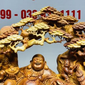 Di Lạc Ngũ Tiểu Ngồi Gốc Tùng Gỗ Hương