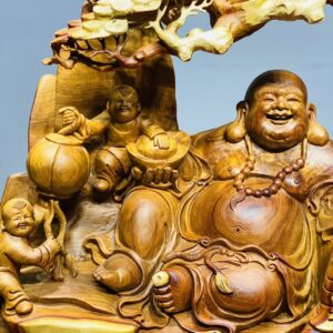 Di Lạc Ngũ Tiểu Ngồi Gốc Tùng Gỗ Hương