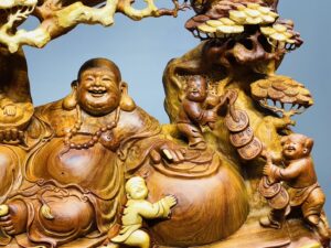 Di Lạc Ngũ Tiểu Ngồi Gốc Tùng Gỗ Hương