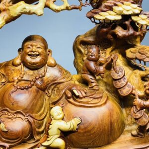 Di Lạc Ngũ Tiểu Ngồi Gốc Tùng Gỗ Hương