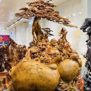 Di Lạc Cửu Tiểu Nghê Thiềm Thừ Ngồi Gốc Tùng Gỗ Nu Hương