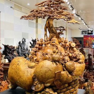 Di Lạc Cửu Tiểu Nghê Thiềm Thừ Ngồi Gốc Tùng Gỗ Nu Hương