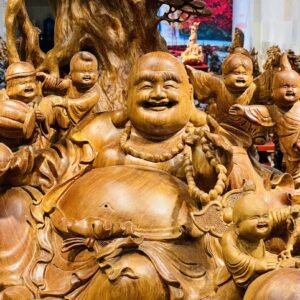 Di Lạc Cửu Tiểu Nghê Thiềm Thừ Ngồi Gốc Tùng Gỗ Nu Hương