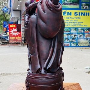 Di Lạc Nhất Tiểu Cầm Gậy Như Ý Đứng Trống Gỗ Tử Đàn