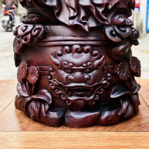 Di Lạc Nhất Tiểu Cầm Gậy Như Ý Đứng Trống Gỗ Tử Đàn