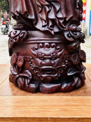 Di Lạc Nhất Tiểu Cầm Gậy Như Ý Đứng Trống Gỗ Tử Đàn
