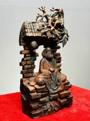 Đạt Ma Ngồi Thiền Cây Bồ Đề Gỗ Trắc