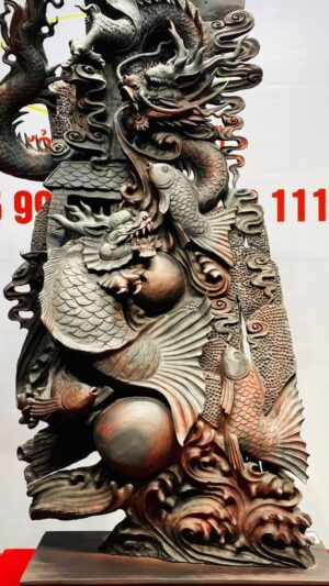 Cá Chép Hoá Rồng Gỗ Trắc