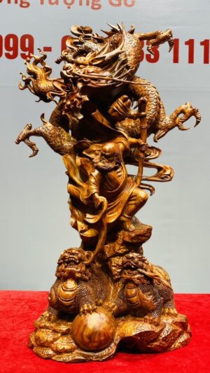 Đạt Ma Hàng Long Phục Song Nghê Gỗ Sưa