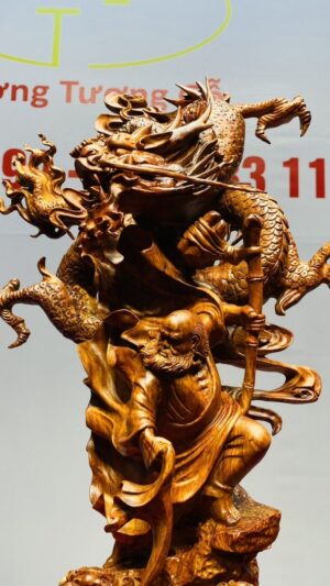 Đạt Ma Hàng Long Phục Song Nghê Gỗ Sưa