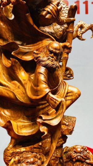 Đạt Ma Hàng Long Phục Song Nghê Gỗ Sưa