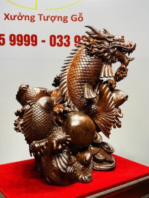 Cá Chép Hoá Rồng Gỗ Cẩm