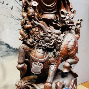 Di Lạc Cửu Tiểu Vác Cành Đào Nhất Long Lân Đứng Bao Tiền Gỗ Trắc