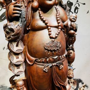 Di Lạc Cửu Tiểu Vác Cành Đào Nhất Long Lân Đứng Bao Tiền Gỗ Trắc