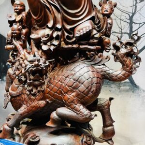 Di Lạc Cửu Tiểu Vác Cành Đào Nhất Long Lân Đứng Bao Tiền Gỗ Trắc