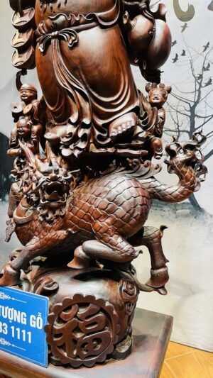 Di Lạc Cửu Tiểu Vác Cành Đào Nhất Long Lân Đứng Bao Tiền Gỗ Trắc