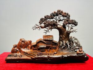 Tiểu Cảnh Nhà Sàn Gỗ Trắc