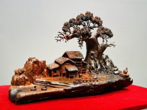 Tiểu Cảnh Nhà Sàn Gỗ Trắc