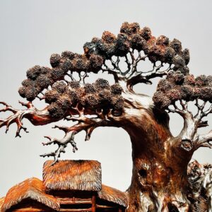 Tiểu Cảnh Nhà Sàn Gỗ Trắc