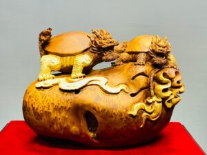 Đôi Long Quy Đứng Bao Tiền Gỗ Nu Ngọc Am